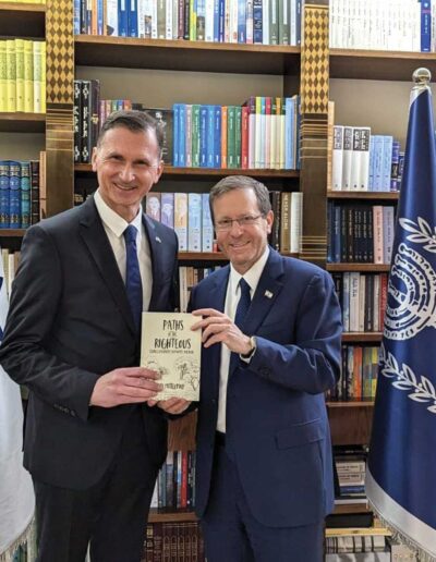 Dr. Dragan Primorac presents Paths of the Righteous to Israeli President Isaac Herzog